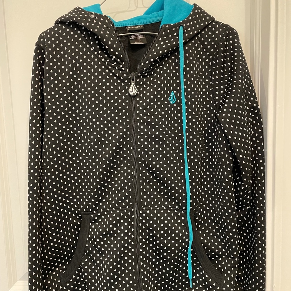 Volcom black/white/aqua zip hoodie size L